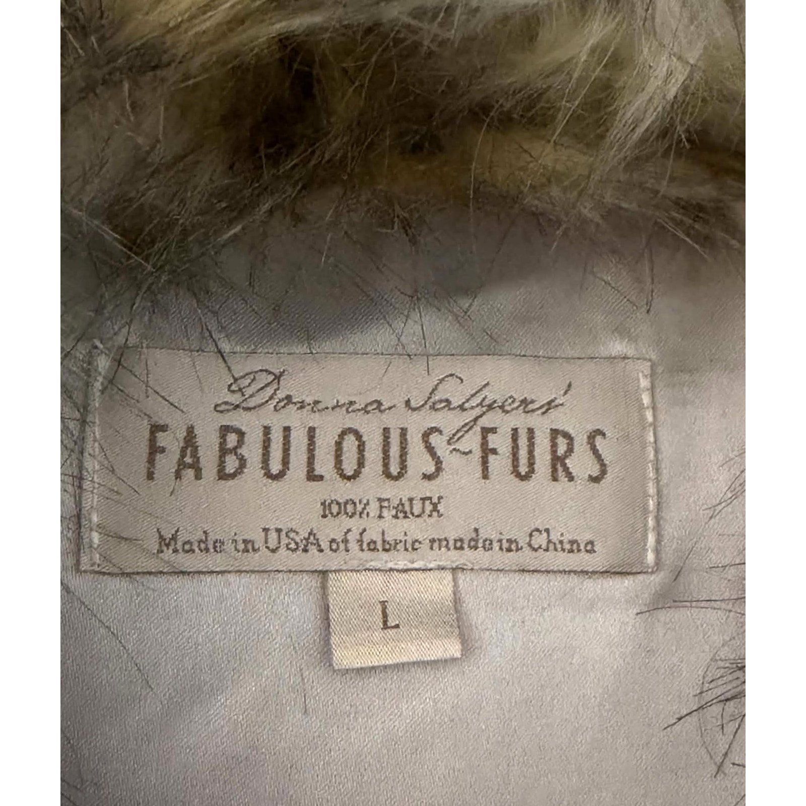 Donna Salyers Fabulous Furs Long Faux Fur Vest Size L Luxe Statement Layer Euc — image 6 of 6